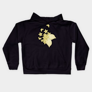 Elegant gold butterflies and gold flowers Kids Hoodie